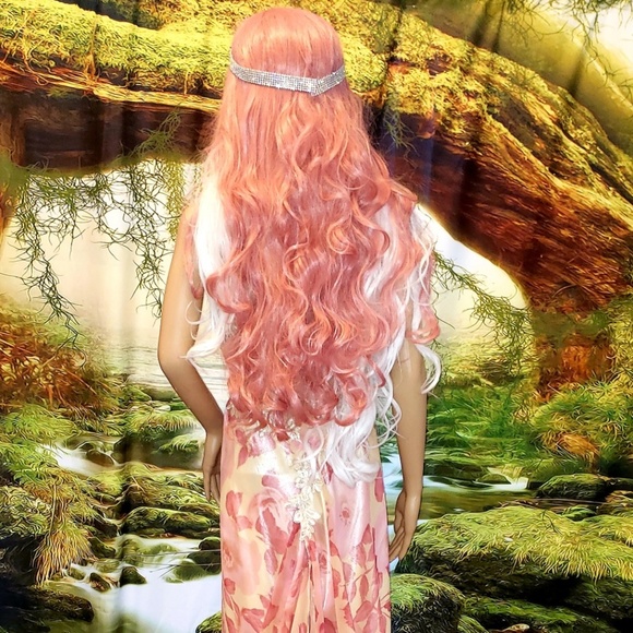 Sample Gown Only-ADRIENNE Pink Ivory Silk Chiffon Lace Wedding Gown - Picture 10 of 15